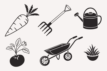 set of gardening tools