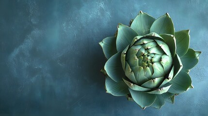 Obraz premium A fresh artichoke isolated, top-down view, no text or logo