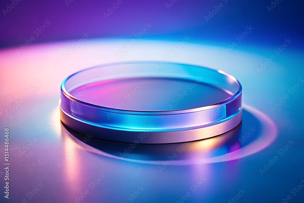 Poster abstract glass circle with vibrant gradient lighting creating a modern and futuristic design element