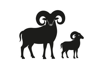 Ram with dhanuk intricate silhouette vector art illustration