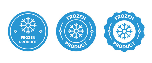 Frozen product Badge label with snowflake symbol for freezing goods package, Vector Icon Illustration