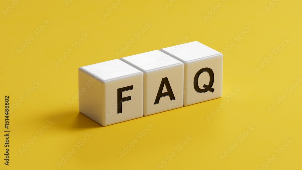 Poster faq word written on wooden cubes with copy space.close up of wooden cubes,business concept.3d render