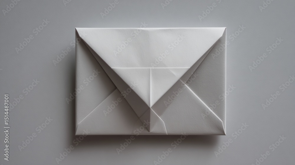Poster a minimalist origami envelope: clean lines and subtle shadows