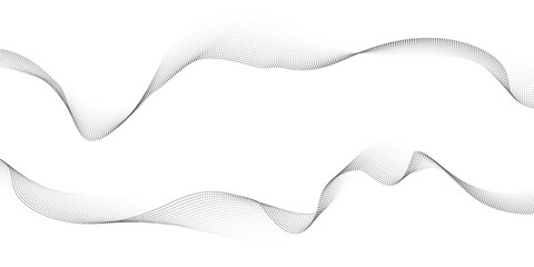 Abstract dotted wave line background, black halftone undulate pattern, particle flow, modern wallpaper