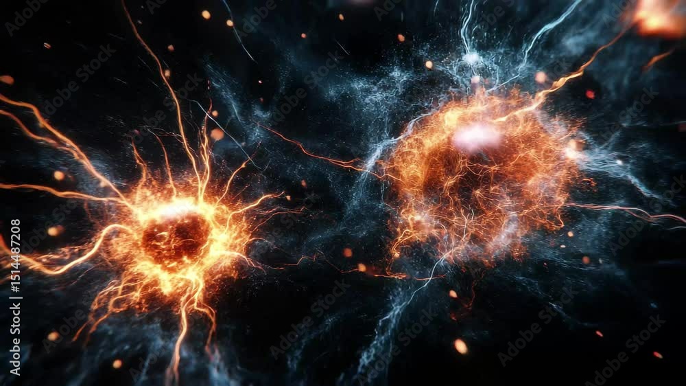 Aufkleber Explosions creating mesmerizing patterns in vibrant colors against a dark backdrop, average explosions in magnitude on a black background