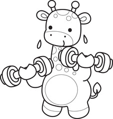 Coloring pages of Set Vector Stock Illustrations Isolated of Baby Giraffe.
Outline of Cute giraffe animals with various activities.