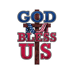 God Bless USA Cross with US Flag