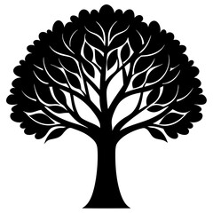 Obraz premium vector tree silhouette Stylized Tree Silhouette – Eco Concept Illustration