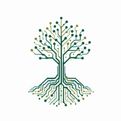 Digital Tree of Life Growing Strong Technology Roots Nature Symbiosis