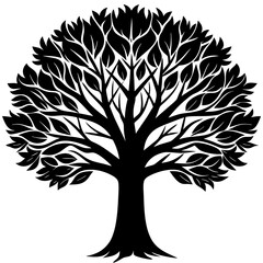 Obraz premium tree with roots Silhouette of Tree with Branches – Flat Style Graphic