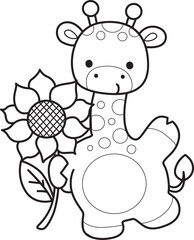 Coloring pages of Set Vector Stock Illustrations Isolated of Baby Giraffe.
Outline of Cute giraffe animals with various activities.