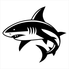 Minimalist Shark Tattoo Outline with Sharp Features and Tribal Aesthetic