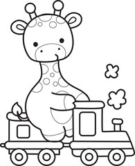 Coloring pages of Set Vector Stock Illustrations Isolated of Baby Giraffe.
Outline of Cute giraffe animals with various activities.