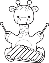 Coloring pages of Set Vector Stock Illustrations Isolated of Baby Giraffe.
Outline of Cute giraffe animals with various activities.
