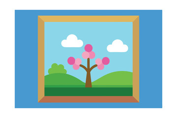 Fototapeta premium Spring on canvas vibrant floral vector art illustration