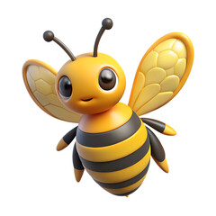 3D Cute cartoon bee character flying with honey, a sweet yellow insect illustration