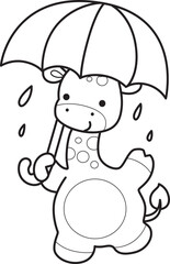 Coloring pages of Set Vector Stock Illustrations Isolated of Baby Giraffe.
Outline of Cute giraffe animals with various activities.