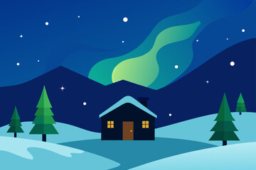 Fototapeta premium winter landscape with house