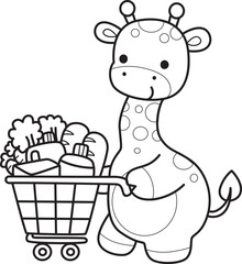 Coloring pages of Set Vector Stock Illustrations Isolated of Baby Giraffe.
Outline of Cute giraffe animals with various activities.