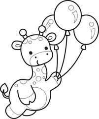 Coloring pages of Set Vector Stock Illustrations Isolated of Baby Giraffe.
Outline of Cute giraffe animals with various activities.