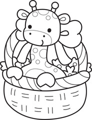 Coloring pages of Set Vector Stock Illustrations Isolated of Baby Giraffe.
Outline of Cute giraffe animals with various activities.