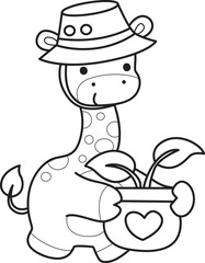 Coloring pages of Set Vector Stock Illustrations Isolated of Baby Giraffe.
Outline of Cute giraffe animals with various activities.