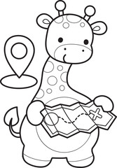 Coloring pages of Set Vector Stock Illustrations Isolated of Baby Giraffe.
Outline of Cute giraffe animals with various activities.