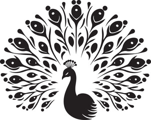 Elegant Peacock Silhouette Vector Illustration