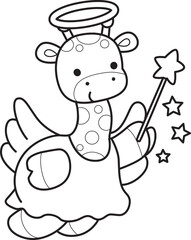 Coloring pages of Set Vector Stock Illustrations Isolated of Baby Giraffe.
Outline of Cute giraffe animals with various activities.