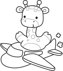 Coloring pages of Set Vector Stock Illustrations Isolated of Baby Giraffe.
Outline of Cute giraffe animals with various activities.