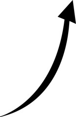 上向き矢印アイコン・右斜め上方向・シンプルな黒シルエット モノクロ素材