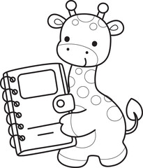 Coloring pages of Set Vector Stock Illustrations Isolated of Baby Giraffe.
Outline of Cute giraffe animals with various activities.