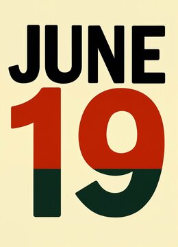 Juneteenth June 19 minimalist poster with red black and green Pan-African flag colors