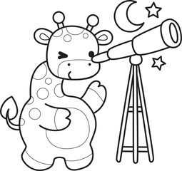 Coloring pages of Set Vector Stock Illustrations Isolated of Baby Giraffe.
Outline of Cute giraffe animals with various activities.