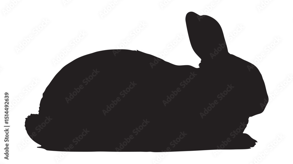 Poster silhouette of a resting rabbit a monochrome vector illustration with clean lines and a simple design