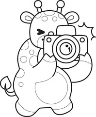 Coloring pages of Set Vector Stock Illustrations Isolated of Baby Giraffe.
Outline of Cute giraffe animals with various activities.