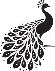 Elegant Peacock Silhouette Vector Illustration