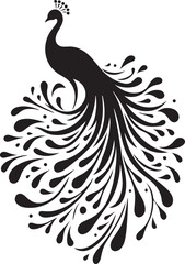 Elegant Peacock Silhouette Vector Illustration