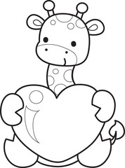 Coloring pages of Set Vector Stock Illustrations Isolated of Baby Giraffe.
Outline of Cute giraffe animals with various activities.
