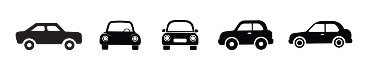 Car icon. Auto vehicle isolated. Transport icons. Automobile silhouette front view. Sedan car, vehicle or automobile symbol on white background - stock vector .