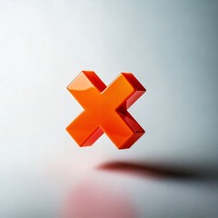 Obraz premium Vibrant 3D orange cross mark icon isolated on a light gray background. Ideal for error, delete, wrong, or negative concepts.