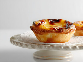 burnt Hong Kong style egg tart on a plate