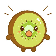 口を開けて驚いているキウイキャラクターのイラスト