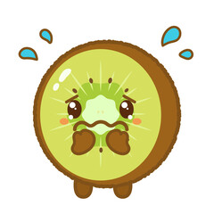 泣き顔のキウイキャラクターのイラスト