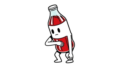 Weary Soda Bottle Cartoon Character Illustration