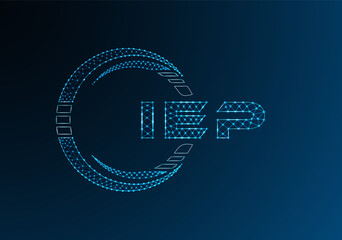 IEP low poly letter logo vector design. IEP lower poly logo design. Low poly logo.