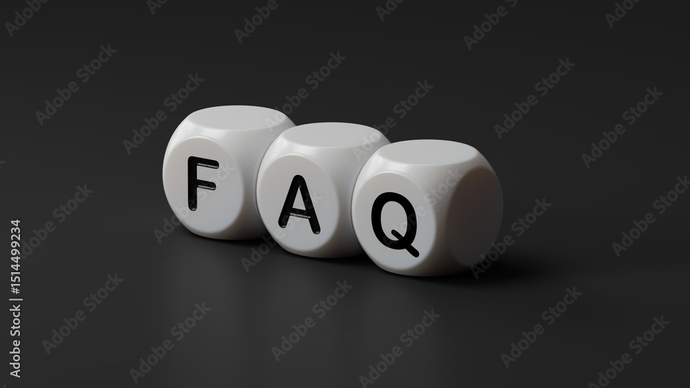 Aufkleber faq word written on wooden dice with copy space.close up of wooden dice,business concept.3d renderin