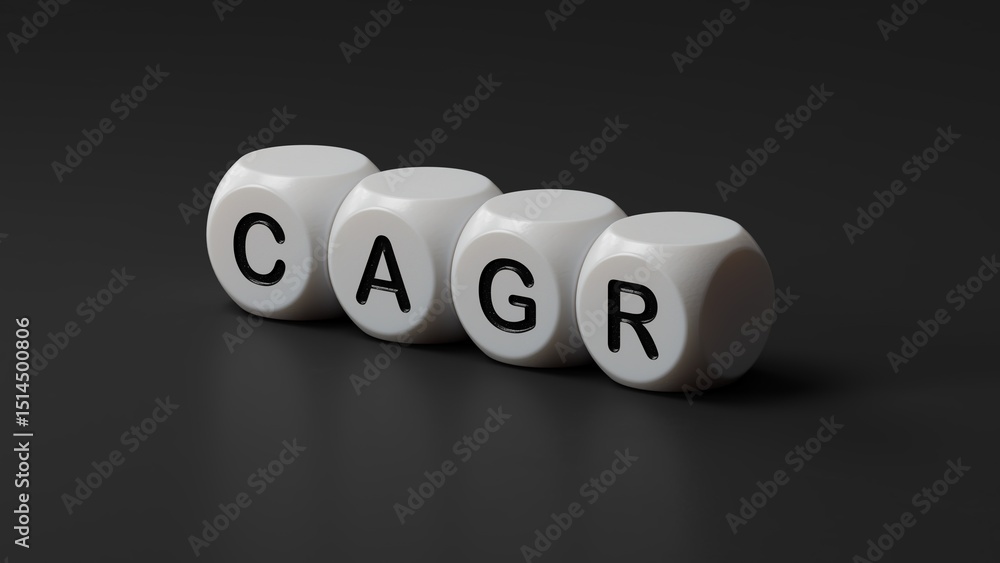 Poster word cagr on wooden cubes with copy space.close up of wooden elements,business concept.3d rendering 