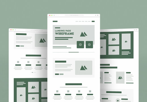 Modern Landing Page Wireframe Template with Minimal UI Layout