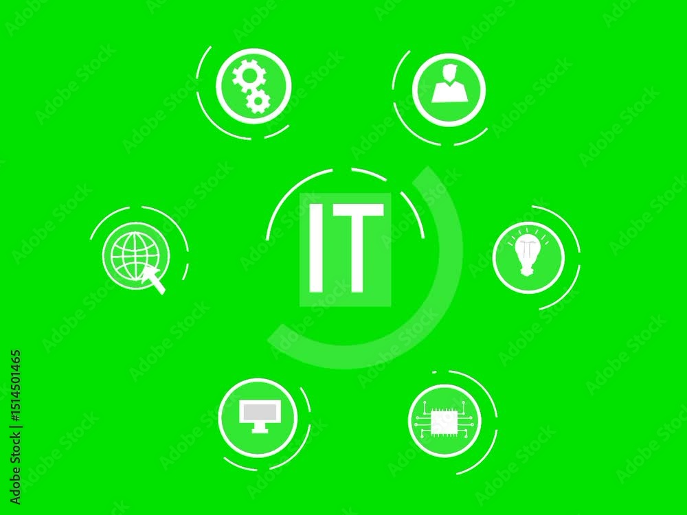 Poster it. information technology concept using modern, flat-style icons such as a user profile, settings g